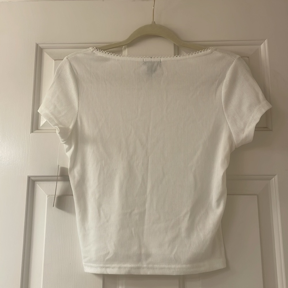 White Ribbed Top - Picture 2 of 5